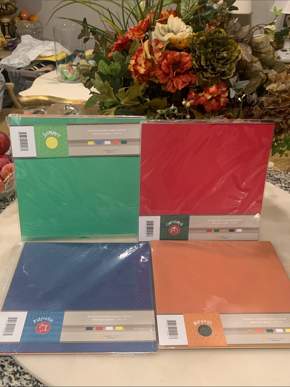 SUNSHINE PAPERS Lot of 100 Paper Cardstock HARVEST,CHRISTMAS,SUMMER,PATRIOTIC.